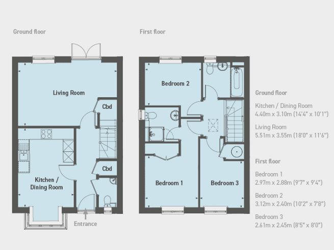 Floor plan, 3 bedroom house  - artist's impression subject to change